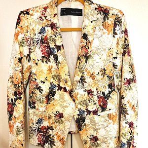 ZARA pique floral blazer ,  size L